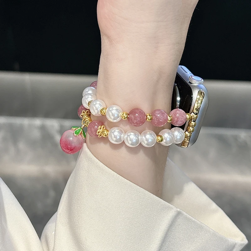 Pink Peach Strap for Apple Watch Band 40mm 44mm 45 38 41 Ultra 2 49mm Women Bracelet for IWatch Series 7 9 8 SE 6 5 Accessories