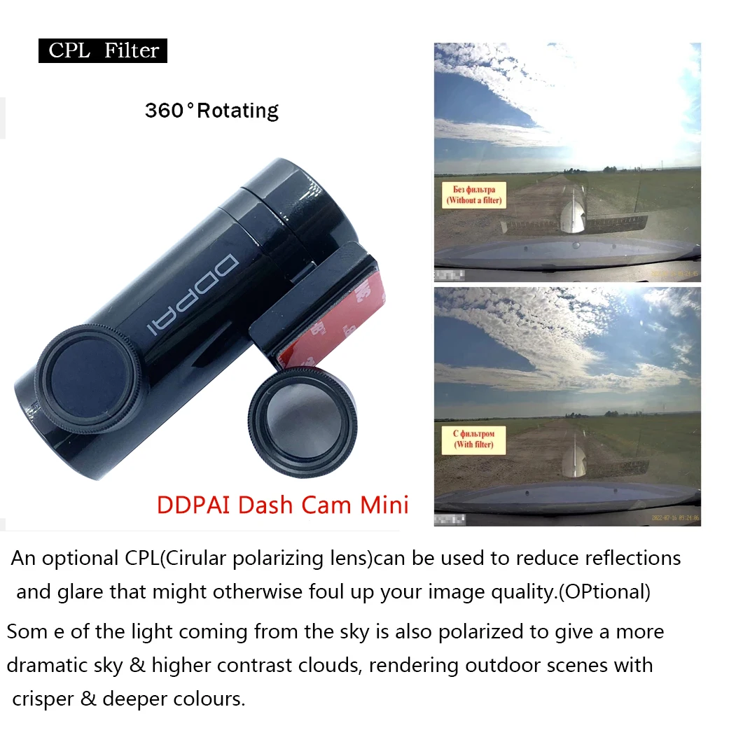 FOR DDPAI Dash Cam Mini filter CPL DDPAI  Accessory Set Static Sticker