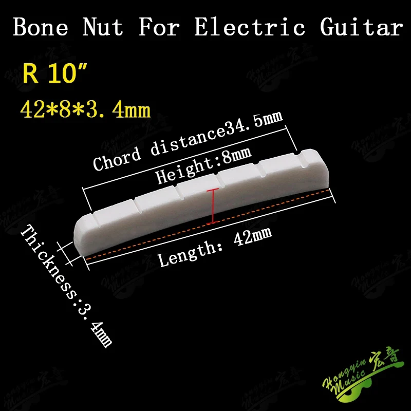 Echter geschlitzter Knochensattel für E-Gitarre, oberes Saitenkissen (unterer flacher Sattel 42/43*3,4*6) HUATOOL – Detail 15