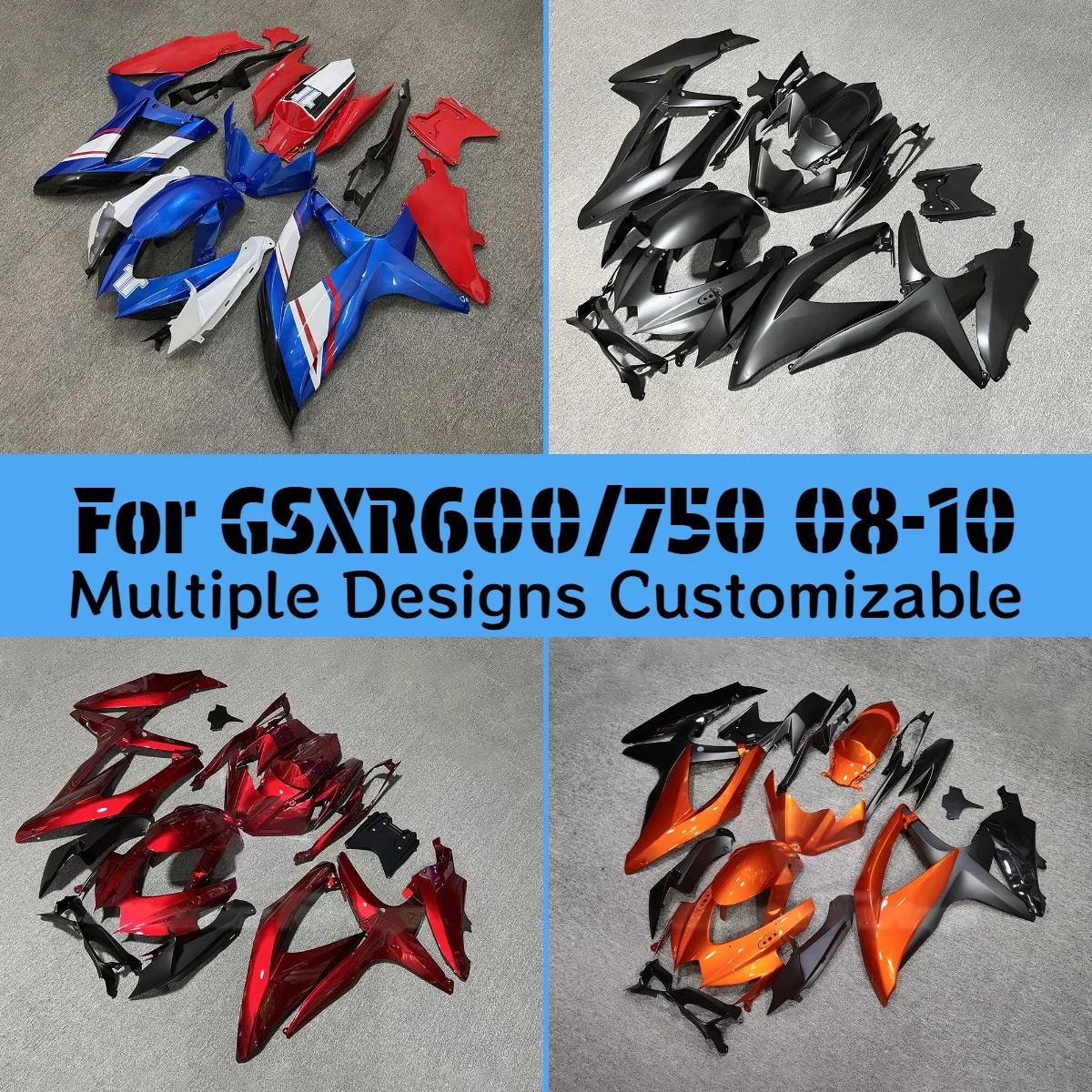 GSXR600/750 2008 2009 2010 Fairings Motorcycle for GSXR 600 750 08 09 10 ABS Fairing Set Panel Kit Bodywork Fit
