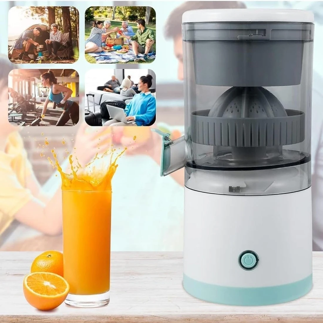 Exprimidor eléctrico de cítricos, exprimidor de naranja y limón con carga USB, licuadora de frutas de cocina, máquina de prensa separadora fresca