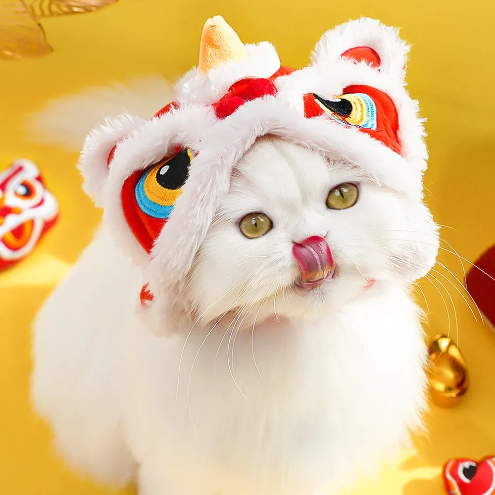 Pet New Year\'s Tiger Head HatAutumn and Winter Warm Dogs and Cats Funny Transform Headgear Headwear Supplies