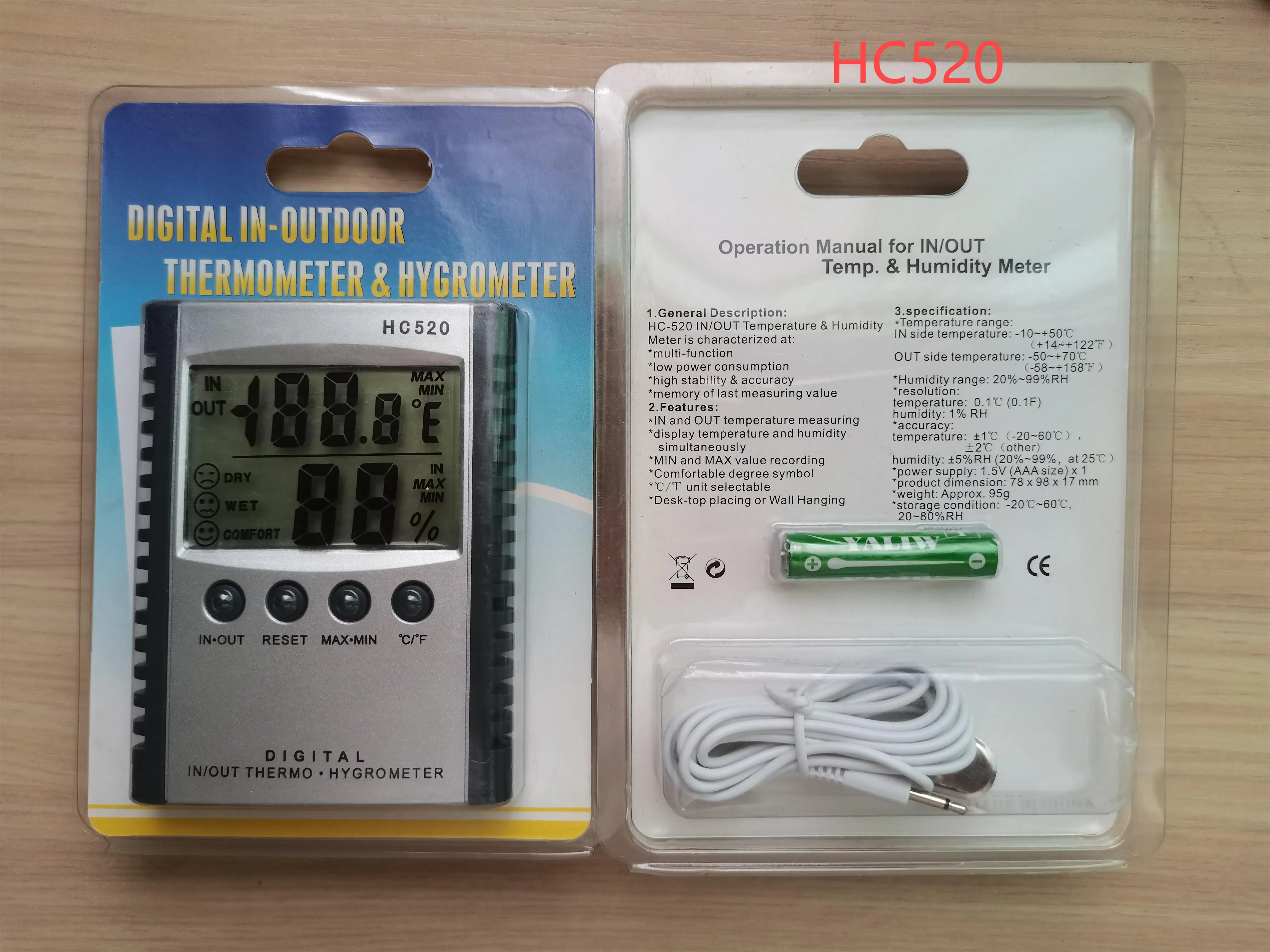 On Sale LCD Electronic Digital Temperature Humidity Meter Home Thermometer Hygrometer Indoor Outdoor Weather Station Clock