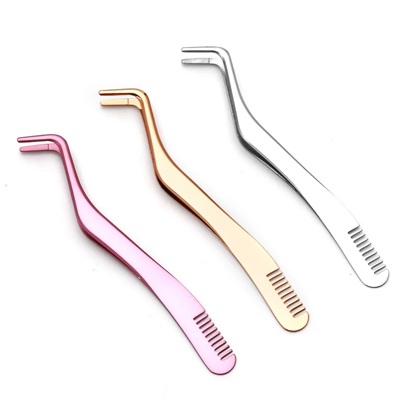 1 pieza peine para pestañas pinzas de acero inoxidable antiestáticas no magnéticas profesionales volumen 3D extensión 6