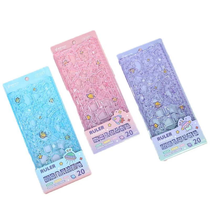 2Sets Student Multifunctional Painting Ruler, A Set of 2 Different Geometric Drawing Rulers, School Supplies,