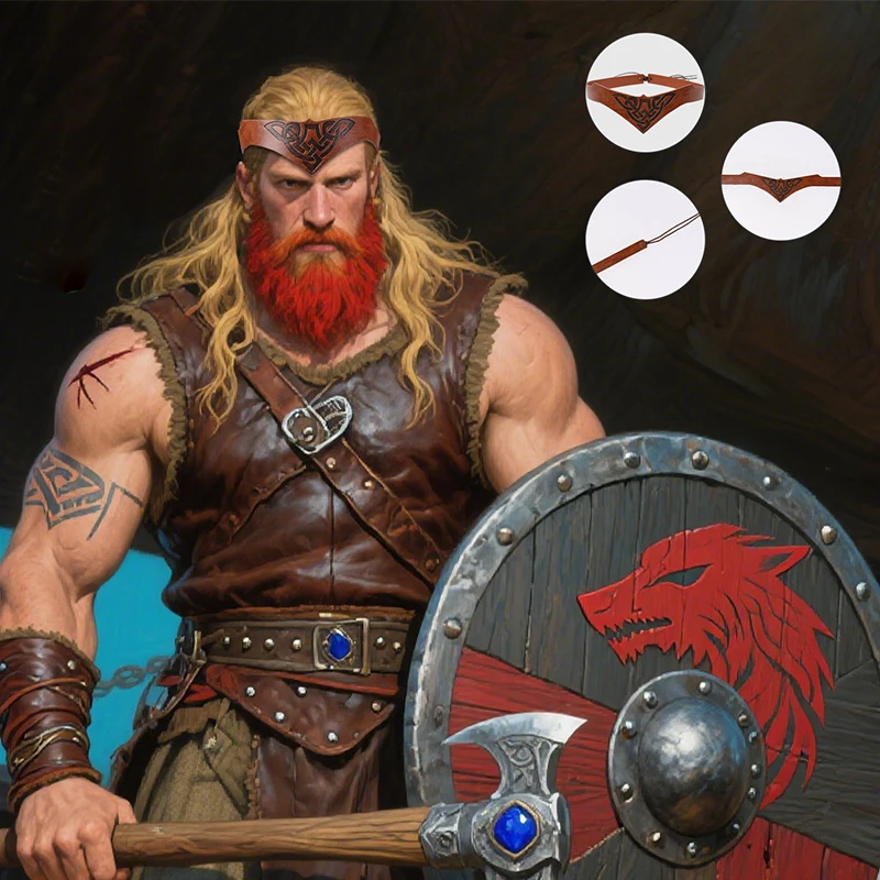 Diadema de guerrero vikingo: cierre de cordón ajustable, corona de batalla medieval para disfraz de Halloween, cosplay, feiras renacentistas
