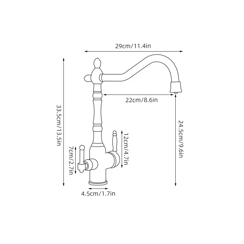 Brass Antique Light Luxury Three-in-One Pure Water Faucet Household Sink Wash Basin Hot and Cold Water Faucet Splash-Proof E1489