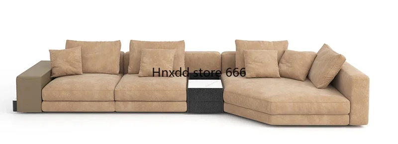 Fabric sofa grid Italian minimalist light luxury u-shaped large flat-floor living room