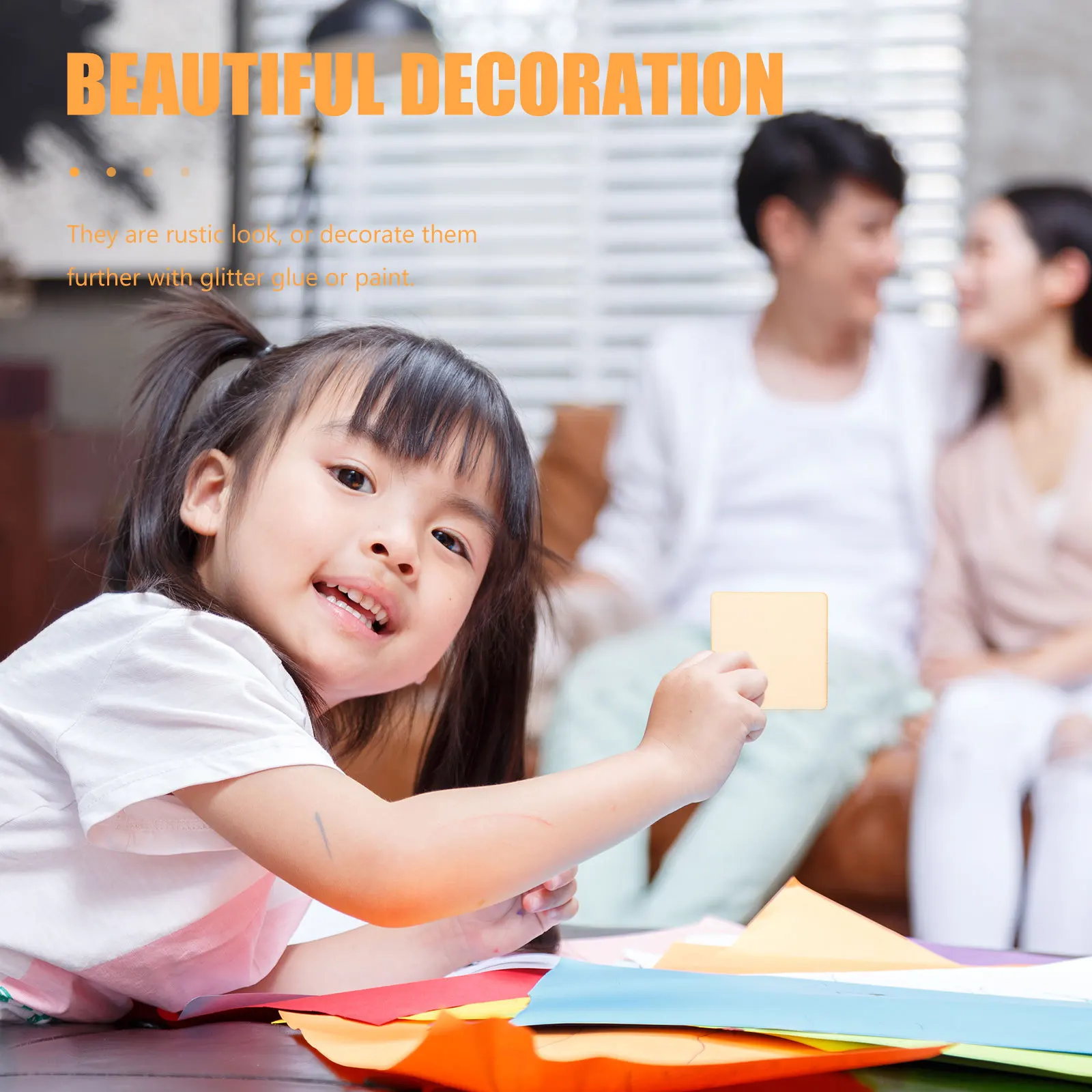 

50Pcs DIY Wood Boards Graffiti Accessory Safe and Durable Top-Class Material for Home Decoration Square Wood Pieces