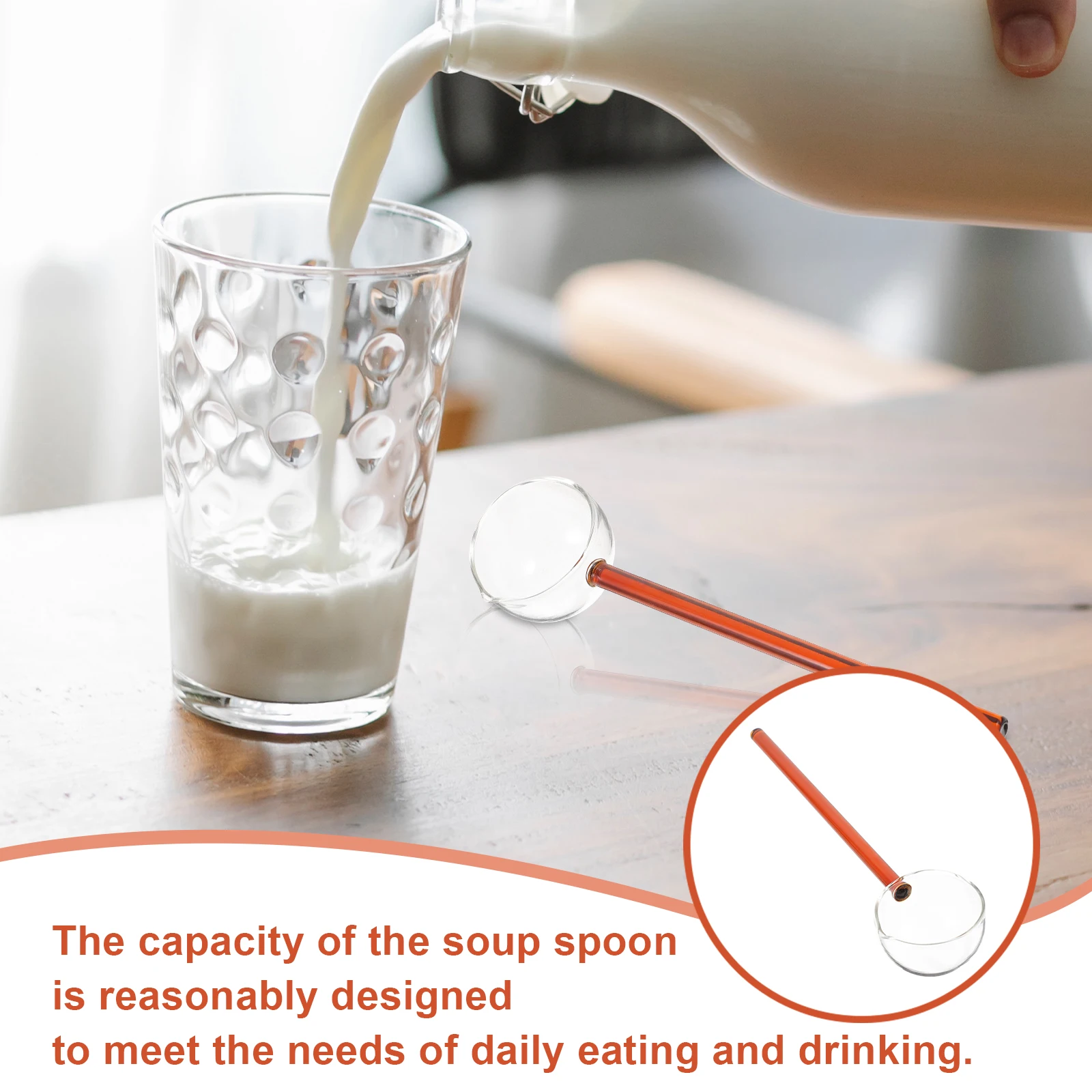 

Glass Spoon Transparent Ergonomic Handle Coffee Stirring Spoon Long Handle Milk Dessert Ice Cream Scoop Breakfast Scoop