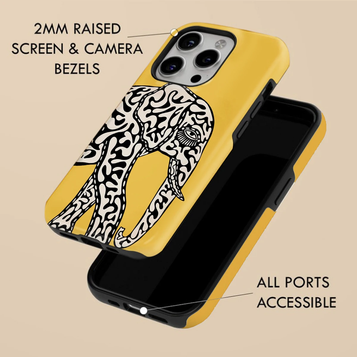 حافظة هاتف مغناطيسية لهاتف آيفون 16ProMax 15 14 13 12 11 16e PRO Plus غطاء مقاوم للصدمات من الأكريليك الصلب الفيل الأصفر Funda #3