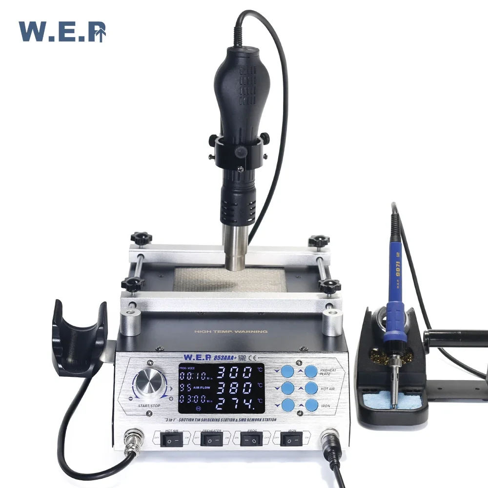 Program -Controlled BGA Rework Station Automatic Preheating Hot Air Gun Desoldering Solder Iron Soldering Station WEP 853AAA+