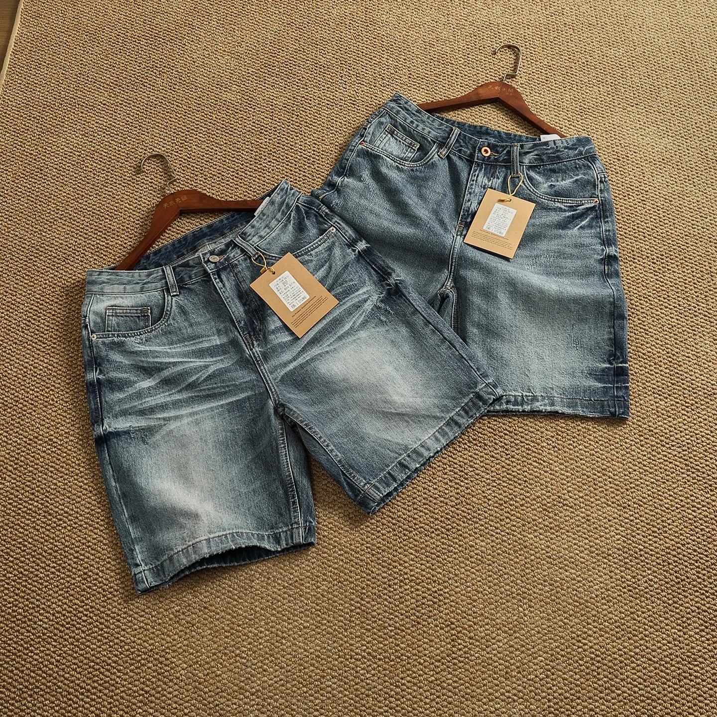 2026 Summer New American Retro Heavyweight Denim Cargo Shorts Men's Fashion Washed Old 84% Cotton Straight Casual 5-point Pants