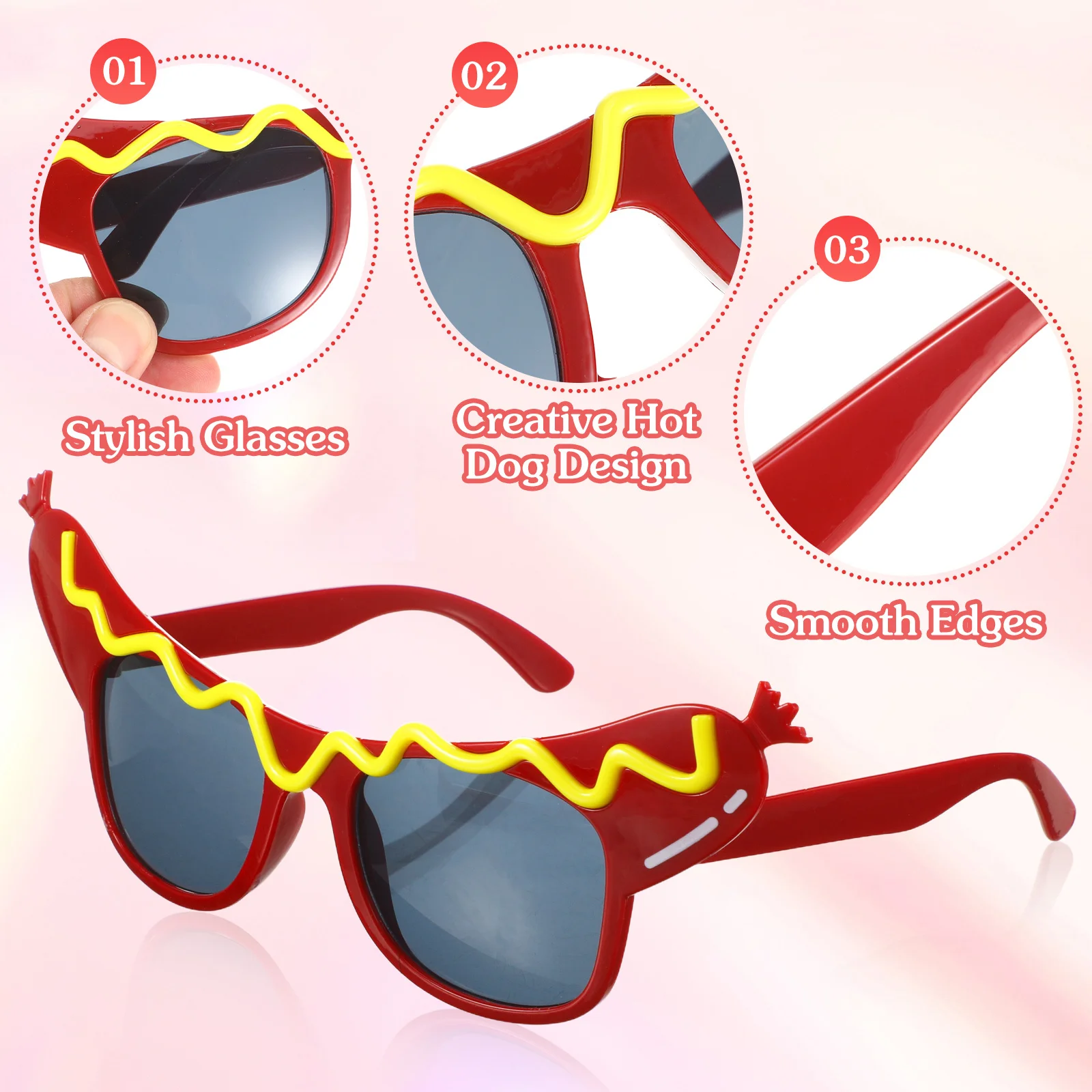 2 szt. Okulary imprezowe w kształcie hot doga, lekkie, z materiału ABS, zabawne okulary na imprezy tematyczne, rekwizyty do zdjęć, akcesoria imprezowe