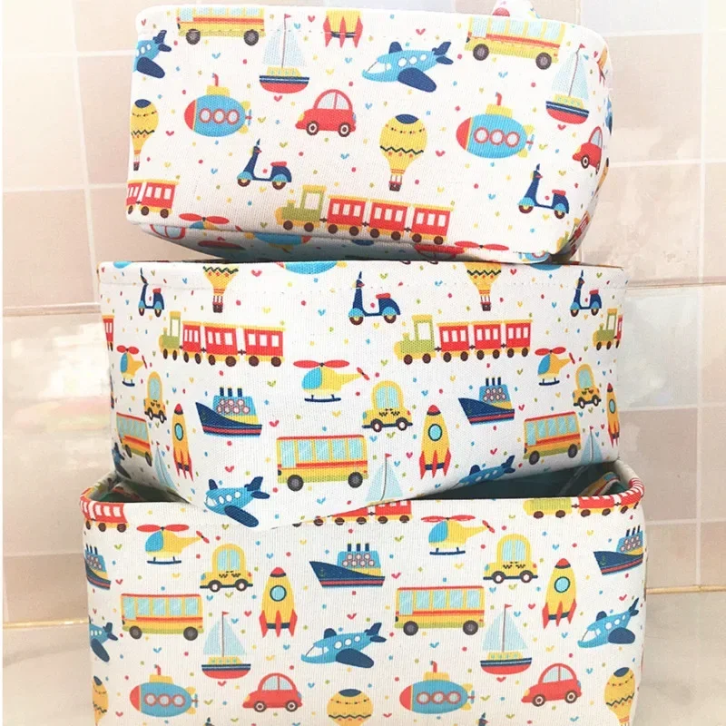 Fabric Cartoon Storage Basket, Small Organizer for Nursery, Washable Desktop Caddy, Baby Diaper and Accessories Storage Box