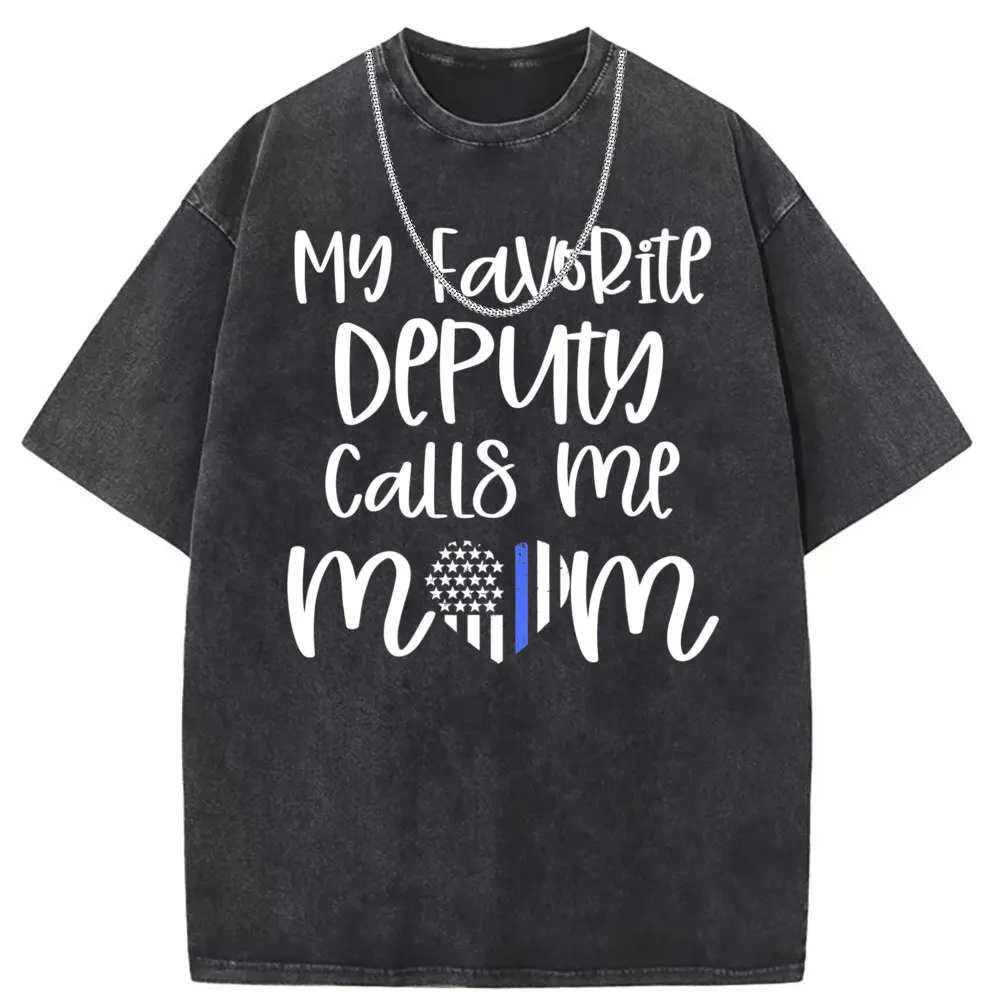 Police Mom New My Favorite Deputy Policeman Mom Flag Premium T Shirt 2023 Discount Long Sleeve Normal Sweatshirts