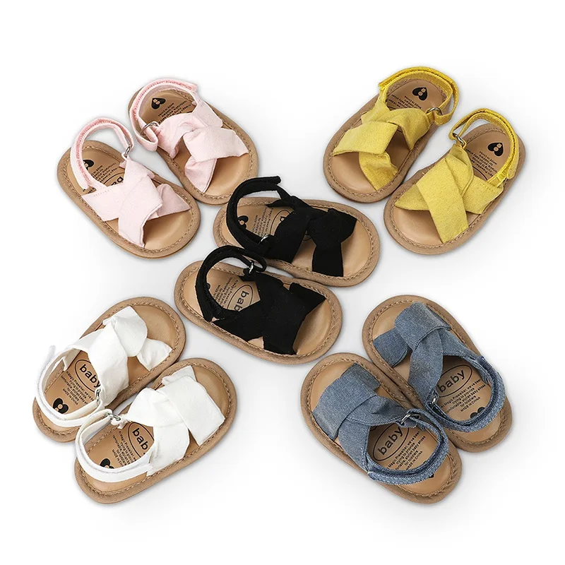 Baywell Summer Infant Baby Girl Sandals Princess Flat Anti-Slip Rubber Sole Light Weight Crib Shoes Newborn Girl Sandals