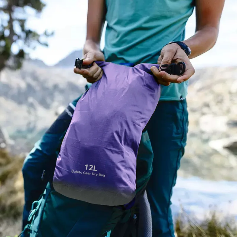 70D Nylon Waterproof Dry Bag Lightweight Oval Base Roll Top Dry Sack Camping Kayaking Rafting Travel Storage 3L/5L/12L/20L/35L