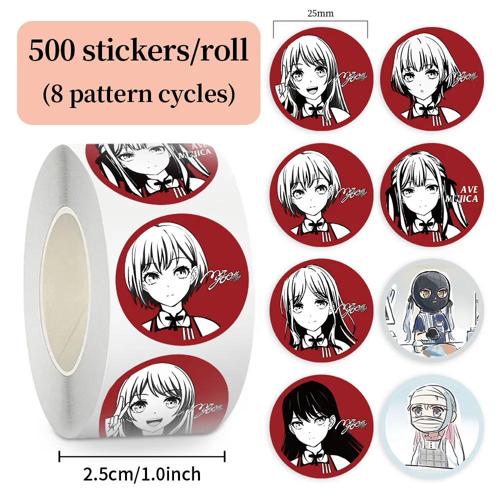 500Pcs/Roll Anime Music Girl Avatar Sticker Anti Character Taka Matsuri Anon Chihaya Waterproof Decoration Cup Guitar Luggage