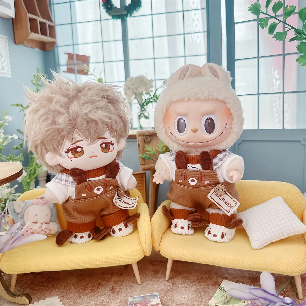 

Милая мини-плюшевая кукла, одежда, аксессуары для кукол Labubu Idol, комбинезон для собак, комплект одежды, подарок для девочки