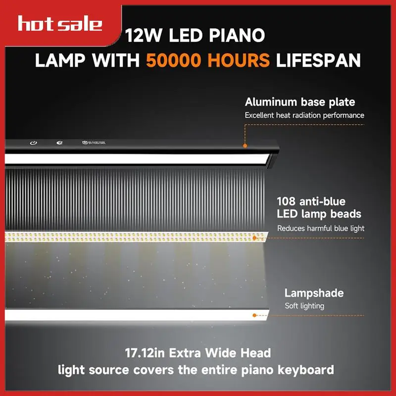 

AC22-Dimmable LED Piano Lamp With 3 Color Modes, Adjustable Gooseneck, And Dual-Purpose Clamp Base For Targeted Illumination