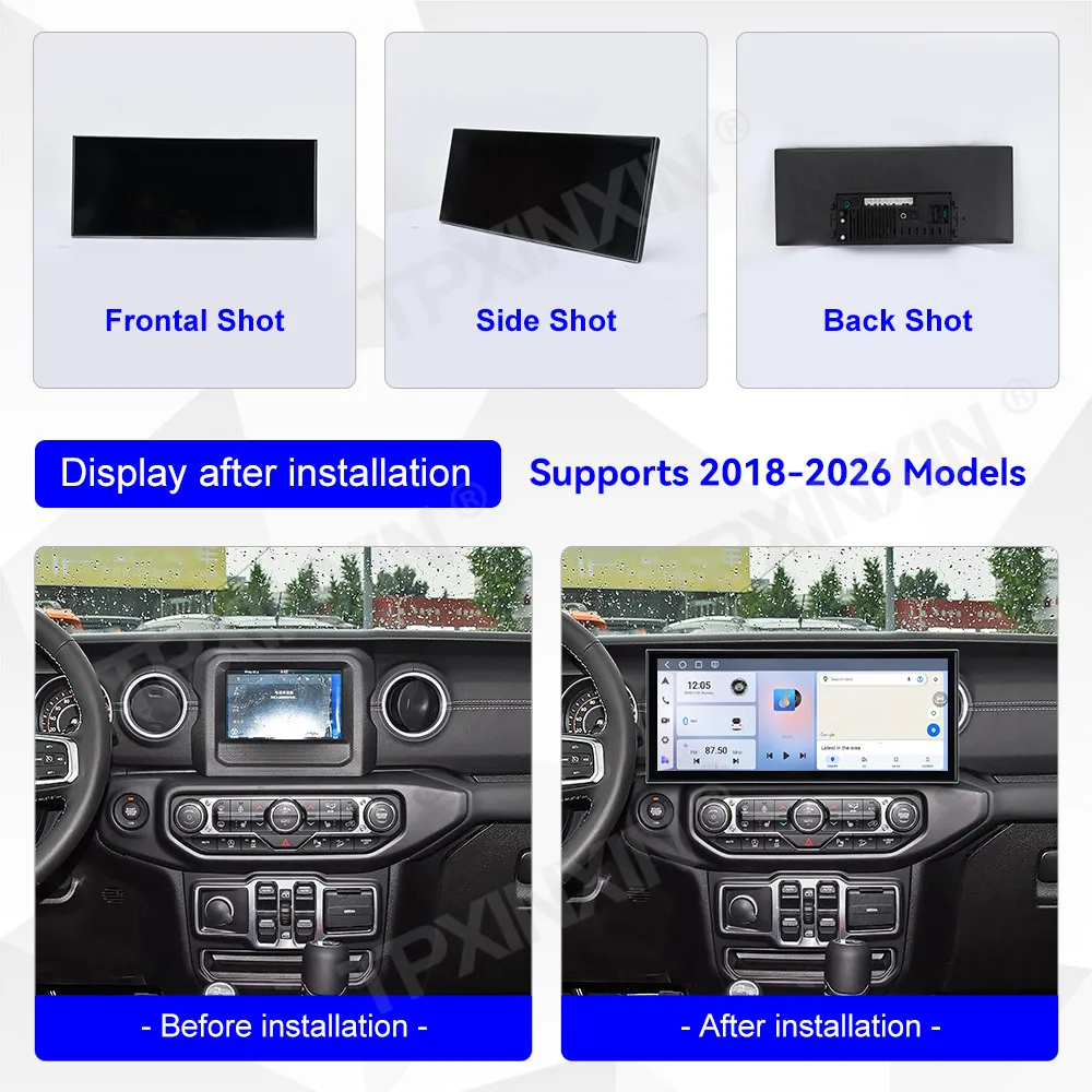 

15,8-дюймовое автомобильное радио на Android 15 для Jeep Wrangler Rubicon 2014-2018: мультимедийный видеоплеер, GPS-навигация, Carplay, 4G-экран