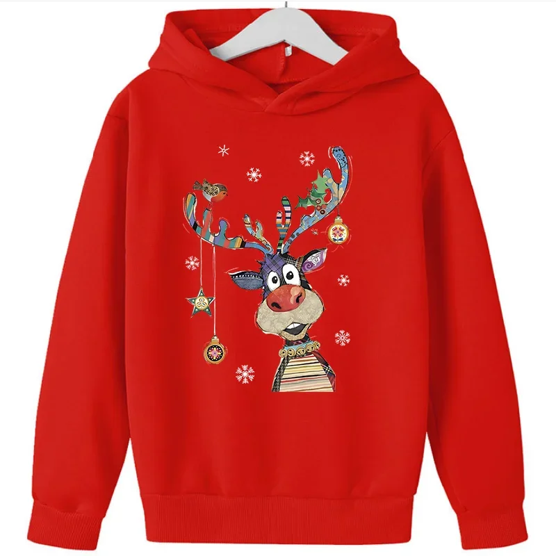 Sweat à capuche imprimé cerf de Noël pour garçons et filles, sweat-shirt PVD mignon, vêtements optiques pour enfants, pull à la mode, cadeau d'anniversaire, nouveau