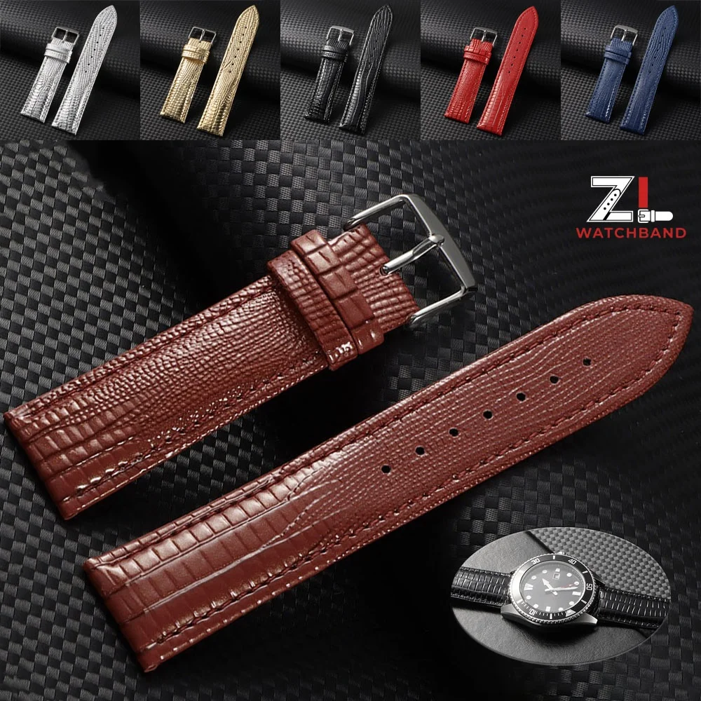 Bracelet de montre en cuir, 18mm, 20mm, 22mm, pour Omega, Seiko, motif lézard, souple et confortable, étanche, bracelet de Sport