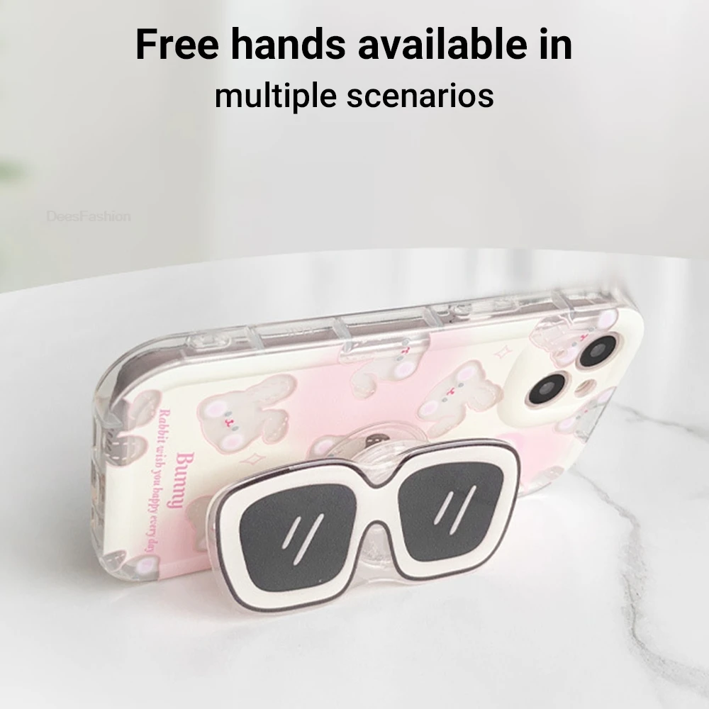 Cute Cartoon Cool Stylish Glasses Phone Holder Griptok Support For iPhone Samsung Xiaomi Phone Case Grip Tok Bracket Girl Gift view 4