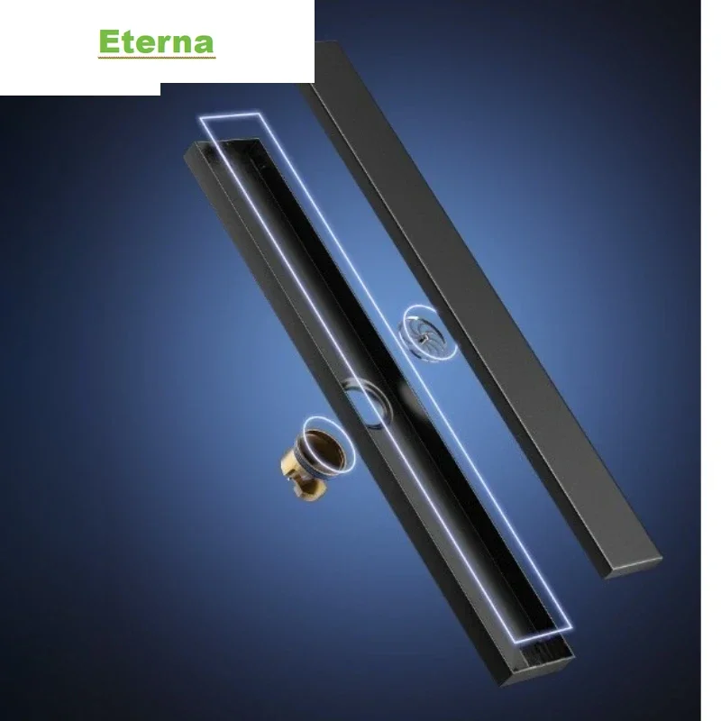304 stainless steel tile-inlaid rectangular floor drain, bathroom shower room black extended deodorant floor drain