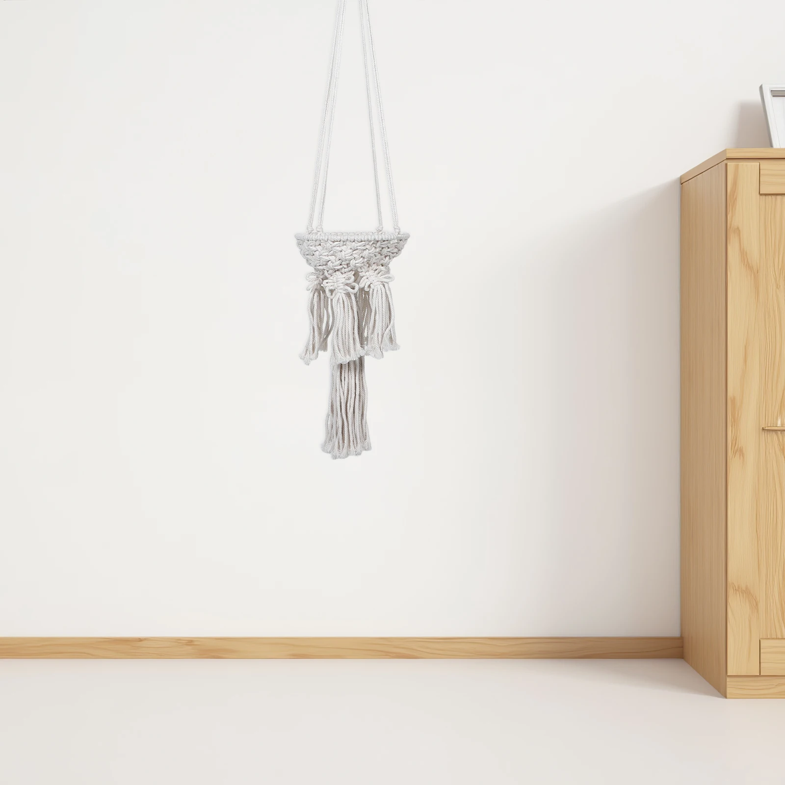 

Cotton Rope Woven Hanging Basket Small Macrame Storage Bin For Plants Fruits Vegetables Indoor Outdoor Wall Decor Shelf