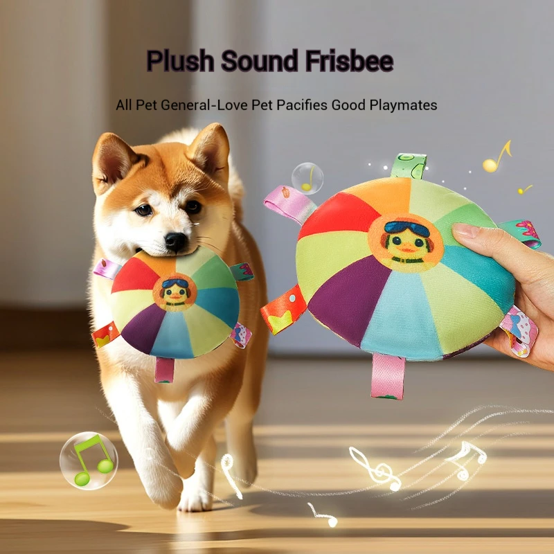 Dog Frisbee Toy Plush Sound Interactive Puppy Frisbee Teeth-Resistant Bite Frisbee Toy Pet Supplies