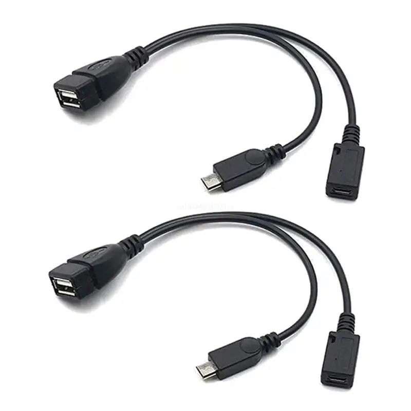 

Micro Usb to Two OTG Data Cable With Power Supply Port 2-Pack DropShipping