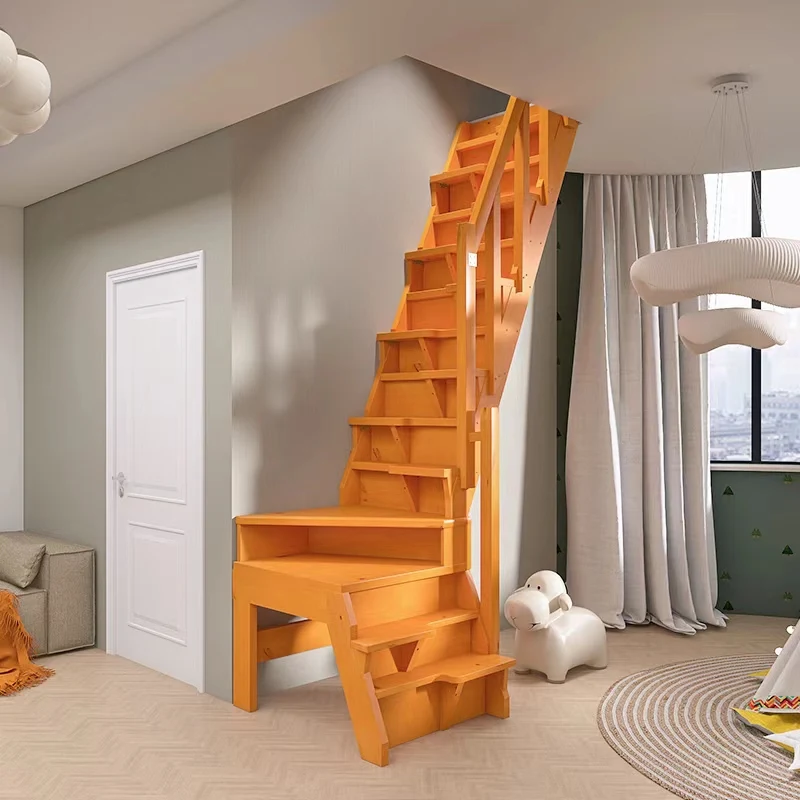 

Деревянная лестница-трансформер для дома, компактная, для небольших помещений, с отсеком для хранения, для использования внутри помещений