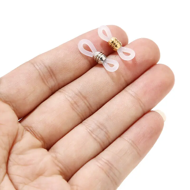 

50pcs Stainless Steel Snap Hook Rubber Eye Glasses End Loop Connectors DIY Sunglasses Chains Jewelry Making Supplies