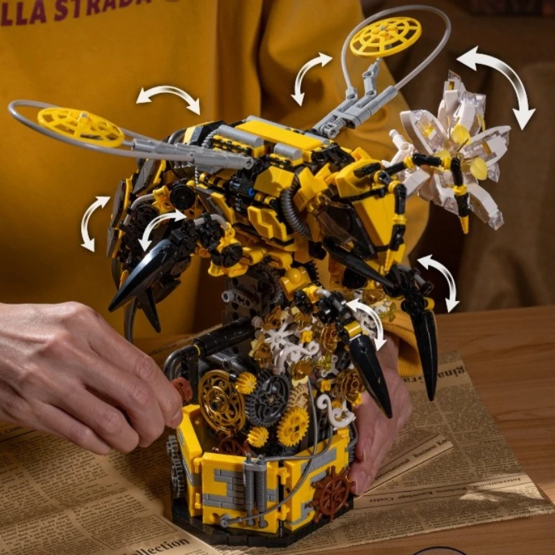 Creative Machinery Insect Building Block Mechanical Wasp Model DIY Assemble Toys Blocks Desktop Ornament Toy Adult Kids Gifts