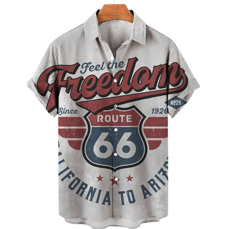 Chemise décontractée à manches courtes pour hommes, Vintage, Social, Dazn, Vacances, Luxe, Goth, Voyage, Imprimé Route 66, Original, Design de mode,