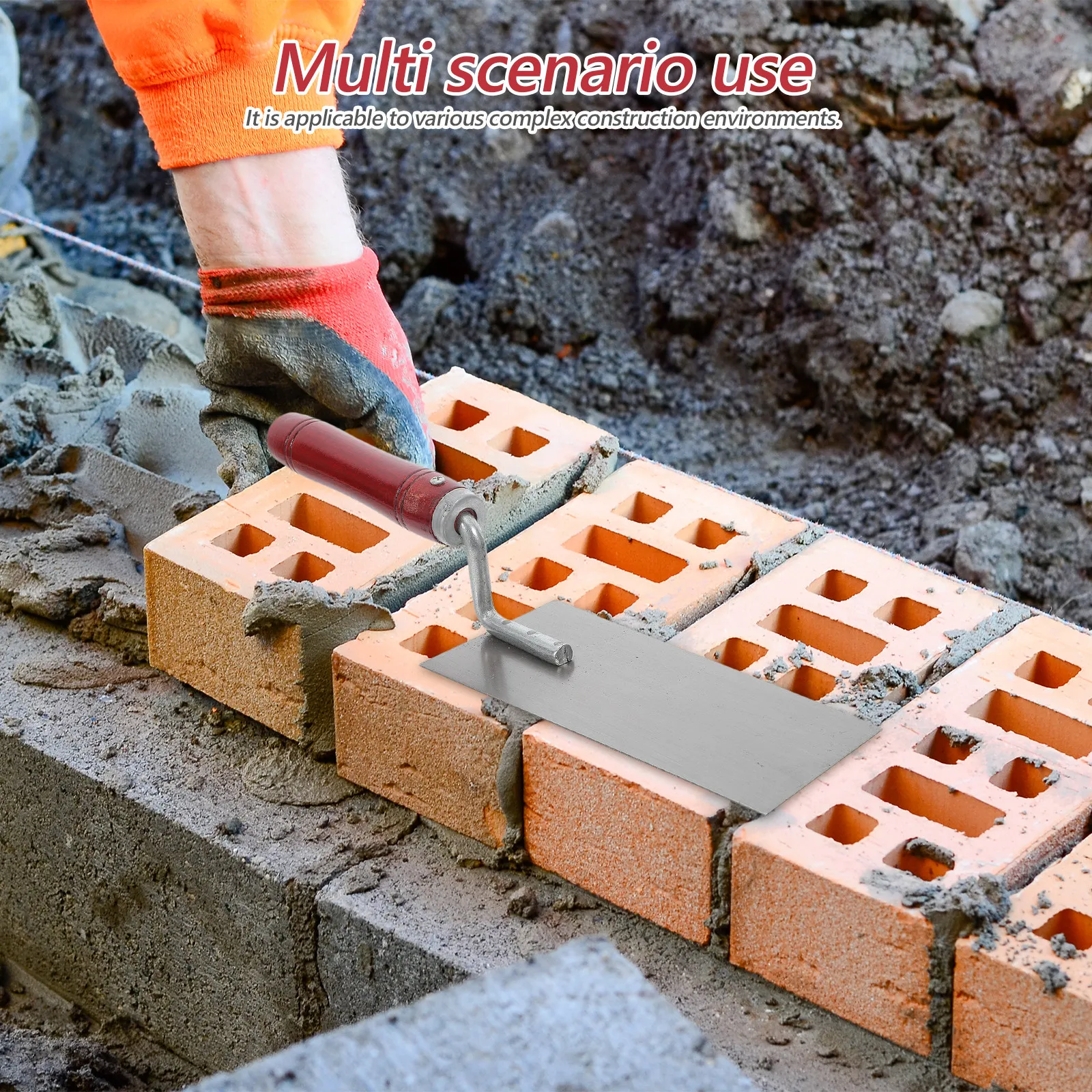 Professional Stainless Steel Flat Masonry Trowel with Ergonomic Wood Handle for Plastering Tiling Drywall Finishing Smooth
