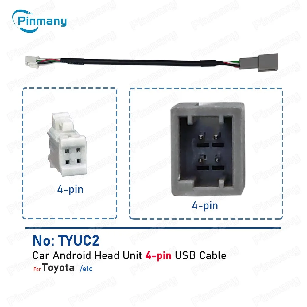 for Toyota Vios Sienna Camry Fortuner Car Android head unit Connector 4 Pin Audio USB Wire Harness Cable  Socket Adapter TYUC2