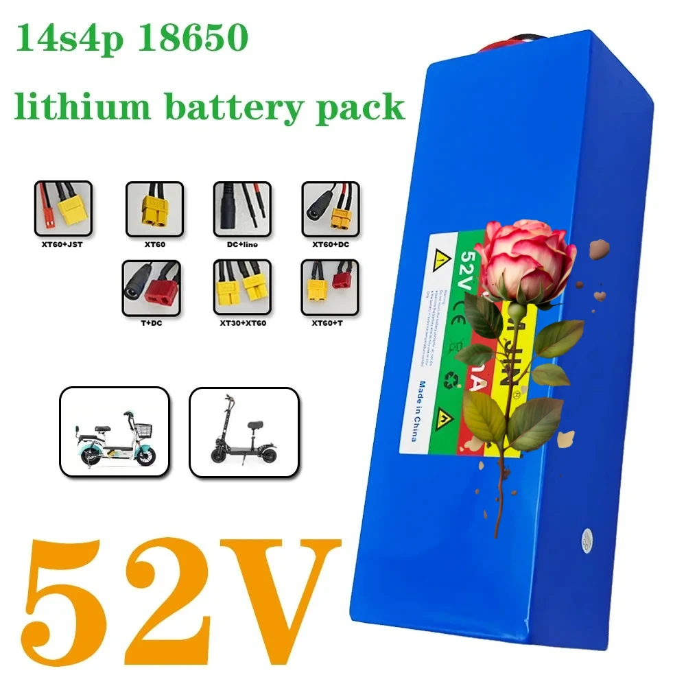 52V 14S4P Battery Pack 14000mAh 18650 Lithium Battery with BMS for Balance Car, Bike, Scooter, Tricycle