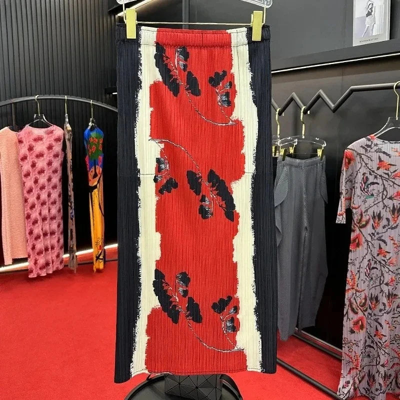 

YUDX Miyake Clash Print Women's Elastic Waist Pleated Skirt 2025 Summer New Fashion Casual Hundred Design Comfortable Skirt