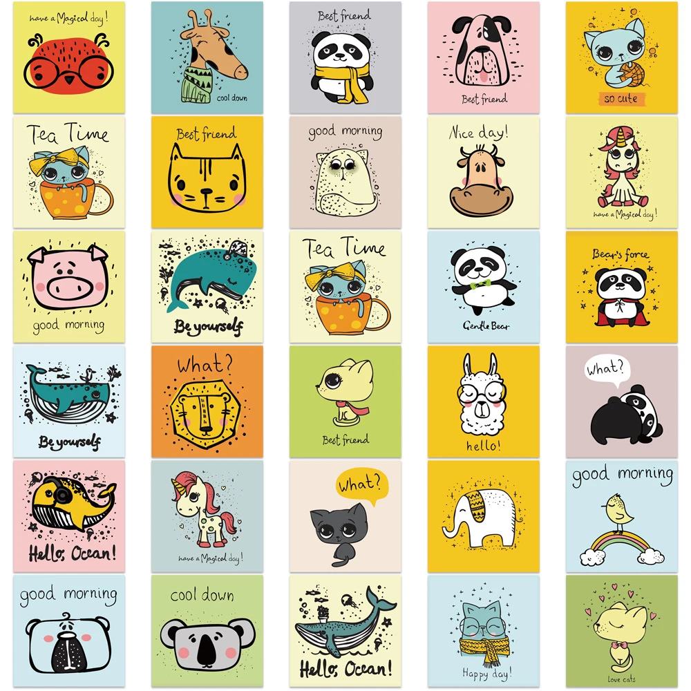 

10/30/60PCS Cute Animal Inspirational Cartoon Stickers for Kids DIY Diary Scrapbooking Luggage Funny Kawaii Sticker Decal Toys