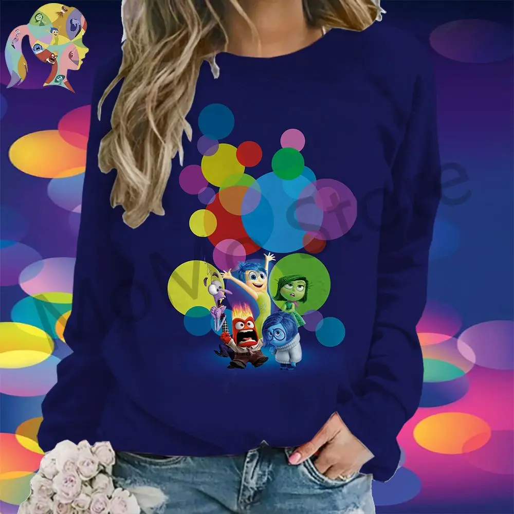 Disney Inside Out Women's Long Sleeve Sweatshirts Kawaii O Neck Autumn Clothes Woman Fashion Leisure Lovely Streetwear 3D Print