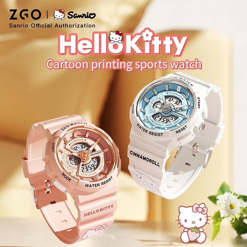 ZGO×Hello Kitty children\'s digital watch for girls. For students. Luminous watch. Waterproof sports watch. Birthday gift 8573