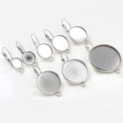 ( No Fade ) 8/10/12/14/16/18/20/25mm 10pcs Stainless Steel one Loop French Lever Back Earrings Base,Fit 8-25mm Glass Cabochons
