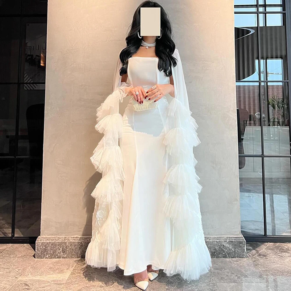 

Temperament Jersey Strapless Evening Dress High Quality Shawl Customized Special Occasion Gowns Graceful Mermaid Bridal Party