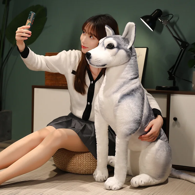 Simulação cão husky brinquedo de pelúcia vida real animais de pelúcia filhote de cachorro animal de estimação plushies boneca dos desenhos animados macio crianças brinquedos para meninas decoração casa
