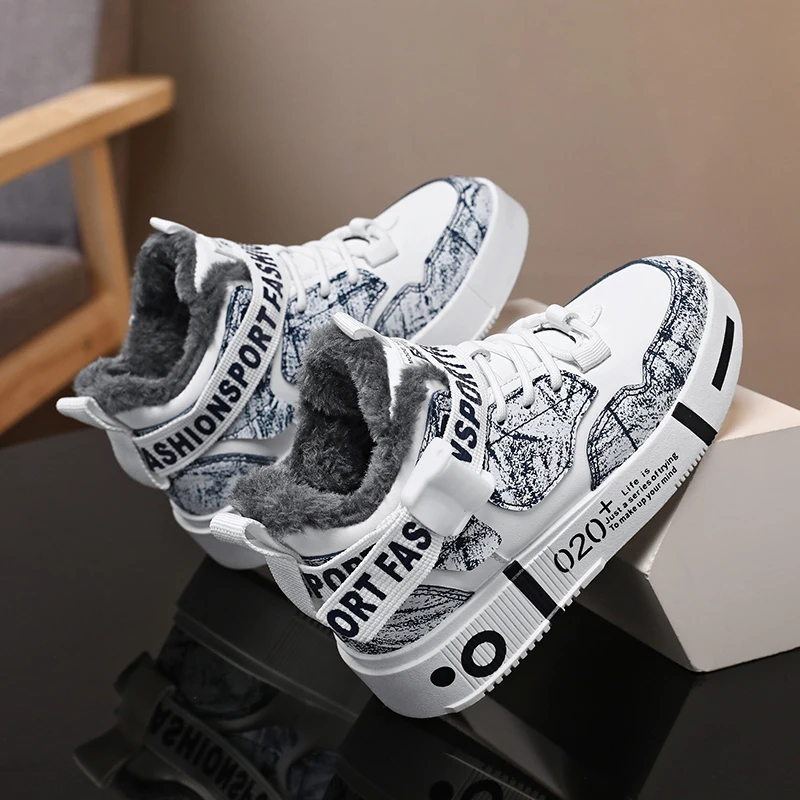 العلامة التجارية للأطفال أزياء مجلس أحذية عالية أعلى الأطفال الشتاء أحذية رياضية أفخم الدافئة الفتيان أحذية منصة المضادة للانزلاق الطفل الترفيه الشقق #3