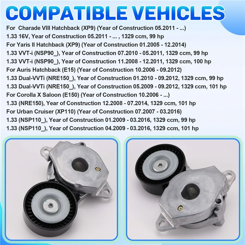 AB96-16620-0Y010 Belt Tensioner Pulley For TOYOTA Yaris Auris Corolla X Saloon Urban Cruiser 2007-2016, DAIHATSU Charade