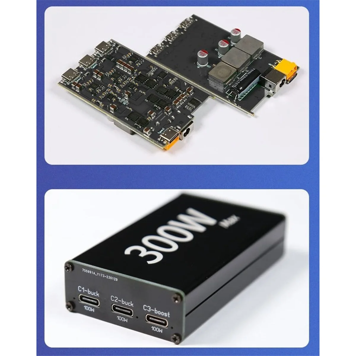 300W Fast Charging Desktop Charger Module Buck-Boost 24V DC 55x25mm to Type-C PD100W Diverter Converter Charge Laptop